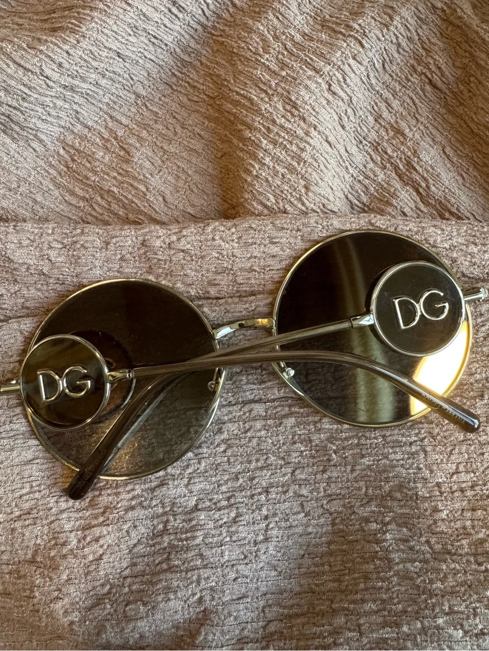 Dolce & Gabbana Round Metal Sunglasses with Green-Tinted Lenses